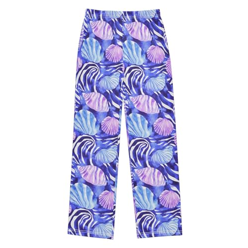 Pajama Pants Blue Purple Seashells PJ Bottoms Sleepwear Lounge Sleep Pant with Pockets