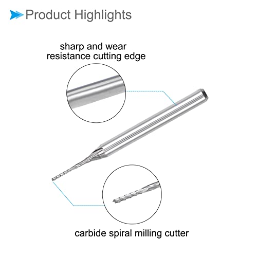 Image of Carbide End Mill Engraving Milling Bits, 0.7mm Bit Dia. 1 /8 inch Shank, CNC Cutting Router Bits Tool - (Applications: for PCB Machine), 10-Pieces