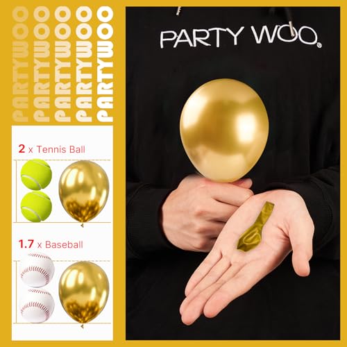 Image of PartyWoo Metallic Gold Balloons 100pcs 5 Inch Small Mini Chrome Gold Latex Balloons for Graduation Baby Shower Gender Reveal Wedding Bachelorette New Year Birthday Party Decorations Gold-G101