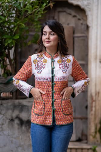 Image of Reversible Jacket for Women | Double Sided Quilted Jacket | Reversible Winter Jacket for Women | Stylish Ethnic Printed Jacket | Warm & Comfortable Casual Outerwear