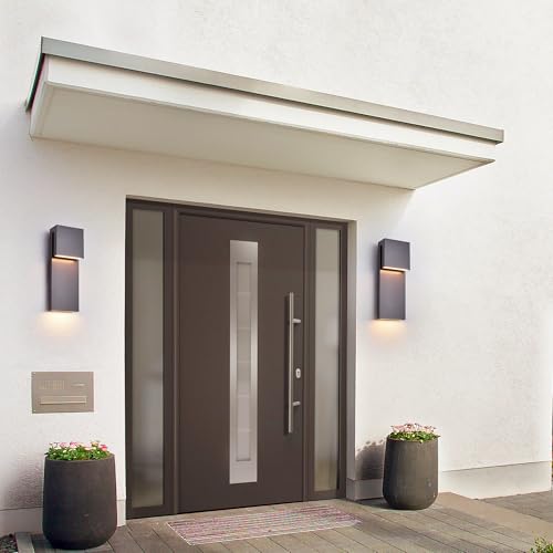 Image of Tarentlight Outdoor Wall Lights Modern Exterior Lighting Fixtures, 3000K Integrated LED, Wall Sconce Lighting 2 Packs, Bronze Outside Wall Mount Lights for House Front Door Porch Garage Patio