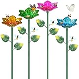 4 Pack Bee Watering Station Metal Butterfly Bee Water Feeder Cup, Maansfy Vivid Flower Butterfly Bath Bowl Bee Watering Cups for Thirsty Pollinators Outdoor Garden Yard Decor