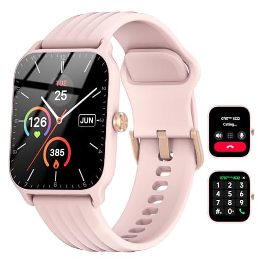 IOWODO W13 Montre Connectée Femme Homme, Montre Appel,Montre Intelligente, Étanchéité,Cardiofréquence, Podomètre, Oxymètre, Sommeil, Calculatrice, pour Android iOS(Rose)