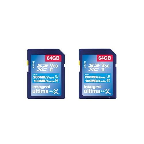 Carte SD UHS-II 64 GB V60 Integral SDXC 1733X pour vidéo 4K et photo rafale
