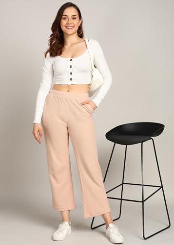 Image of Alan Jones Clothing Women's Straight Fit Mid Rise Solid Stretch Waffle Straight Pants