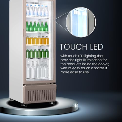 Image of Haier HVC 405 GT5, 5 Star, Touch LED Visi Cooler Glass Door, Adjustable Shelves, Single Door Commercial Refrigerator (360 L, White)
