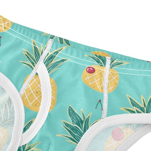 Wusikd Cute Pineapples Boys' Underwear Cotton Cherry Turquoise Boys Briefs Soft Toddler Underwear 2T4
