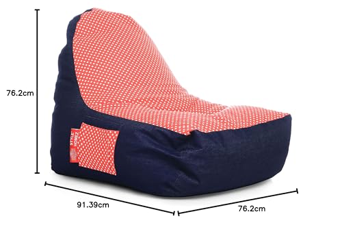 Image of Style Homez Urban Design Denim Canvas Star Printed Chair Bean Bag XXL Size Filled with Beans Fillers