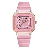 Color Orologio da donna alla moda, sportivo, coppia, orologio al quarzo, per studenti, gelatina, orologio medio in silicone, orologio da donna in pelle per uomo, rosa, One Size