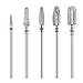 Makartt Nail Drill Bits Set 5PCS Silver Tungsten Carbide Nail Drill Bits Remove Gel Polish Poly Nail Gel Dip Powder Cuticle Drill Bit Professional Bits Tools Nail File Drill Bit Manicure B-20
