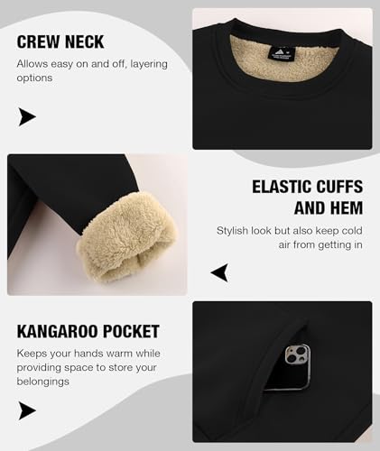 ZITY Mens Sherpa Lined Sweatshirts Heavyweight Winter Shirts for Men Fleece Lined Winter Pullover Tops Black - image 5