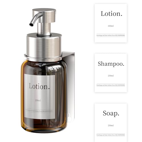 HOUSEHOLD WORLD Distributeur de savon,Distributeur de savon en verre,Distributeur de savon mural,Ensemble de distributeur de savon pour salle de bain...