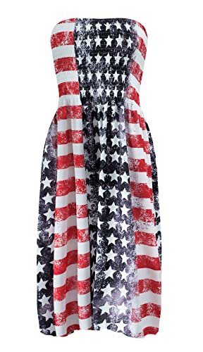 Image of Zyyfly Tube Top Dress Women Summer Beach Coverup Stretch Smocked Strapless Dress