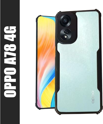 Image of AIBEX Crystal Clear Back Cover Case for Oppo A78 4G | 360 Degree Protection | Shock Proof Design | Transparent Back Cover Case (PC & TPU, Black Bumper)