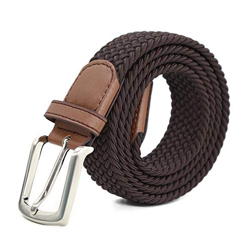 AnJuHoPa Ceinture Stretch de Ceinture élastique Durable Sans Nickel Ceinture de Tissu Brun 105CM