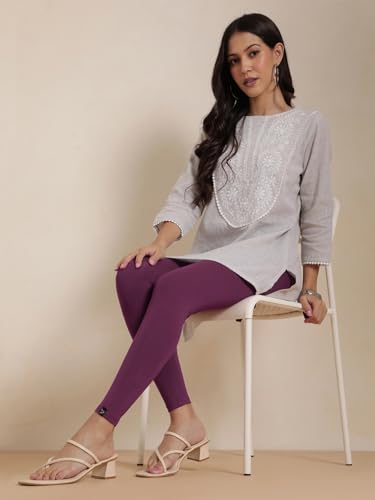 Image of TWIN BIRDS Women Viscose Ankle Leggings | Stretchable Kurti Wear Bottom