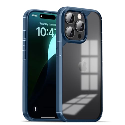 Image of KARWANBack Case Cover |Shockproof Bumper Case | Full Camera Protection | Raised Edges | Super Soft Side TPU | Bumper Case for iPhone 14 Pro - Blue