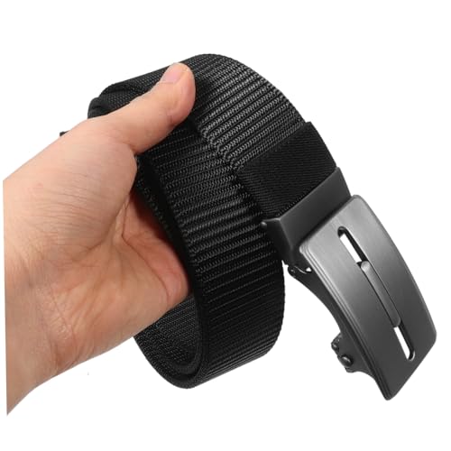 Homoyoyo Men's Adjustable Nylon Ratchet Belt Dual-Sided Web Belt with Automatic Buckle for Casual Wear No Holes Design Black2
