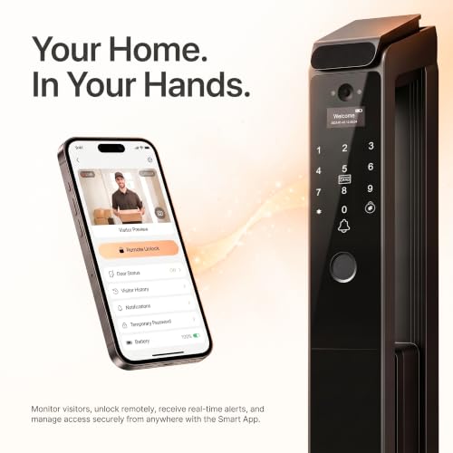 Image of Golens X94 Premium Smart Door Lock for Main Door | 9-Way Unlock with 3D Face ID, Palm Unlock, Fingerprint, PIN, RFID Card, Mobile App, RF Remote & Mechanical Key | Luxury Heavy-Body Digital Door Lock