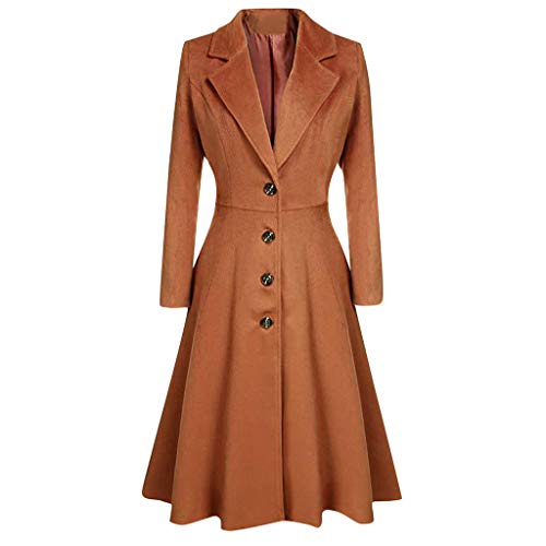 Women's Winter Wool Coats Long Double Breasted Dress Coat Jacket Brown
