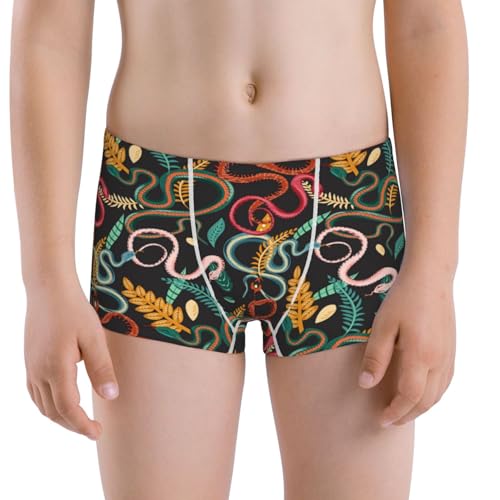 Boys' Cotton Boxer Brief Soft Underwear-Snake And Flower
