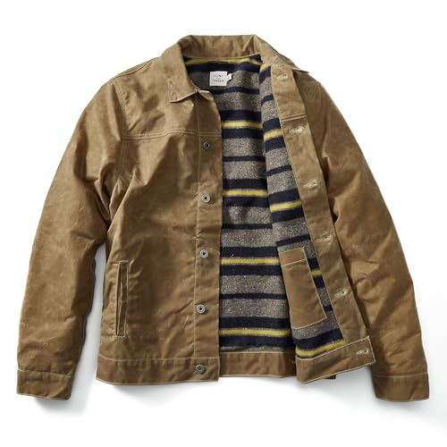 Huckberry Flint and Tinder Men's Wool-Lined Waxed Trucker Jacket, Built for Layering2