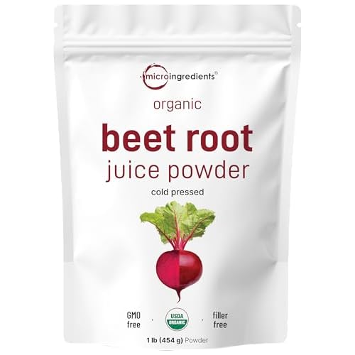 Micro Ingredients Organic Beet Root Powder, 1 Pound, Cold Pressed and Water Soluble, Beet Juice Pre-Workout Concentrated Powder, Energy & Immune Syste