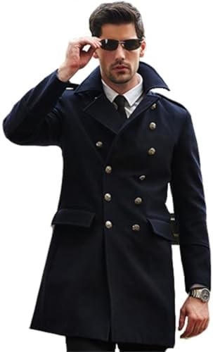 Generischer Herren Trenchcoat – Langer Wintermantel Mit Doppelbrust Und Knopf-Lapel-Taschen Für Herbst & Winter
