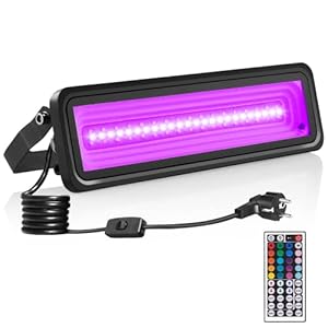 50W Schwarzlicht Strahler UV Licht Party | RGB Wallwasher mit Stecker Schalter IP65 Wasserdicht | LED Schwarzlichtlampe…