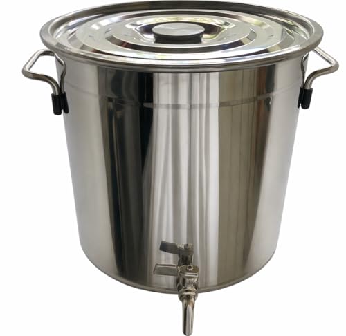 5.5 Gallons Stainless Steel Brewing Stock Pot with Spigot Spout + Lid Cover: 22.2 qt Kettle with Faucet Drain Valve Tap to Pour