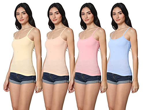 Image of Good Connection Women's Spaghetti Straps Plain Cotton Camisole Slip Seamless Tank Top