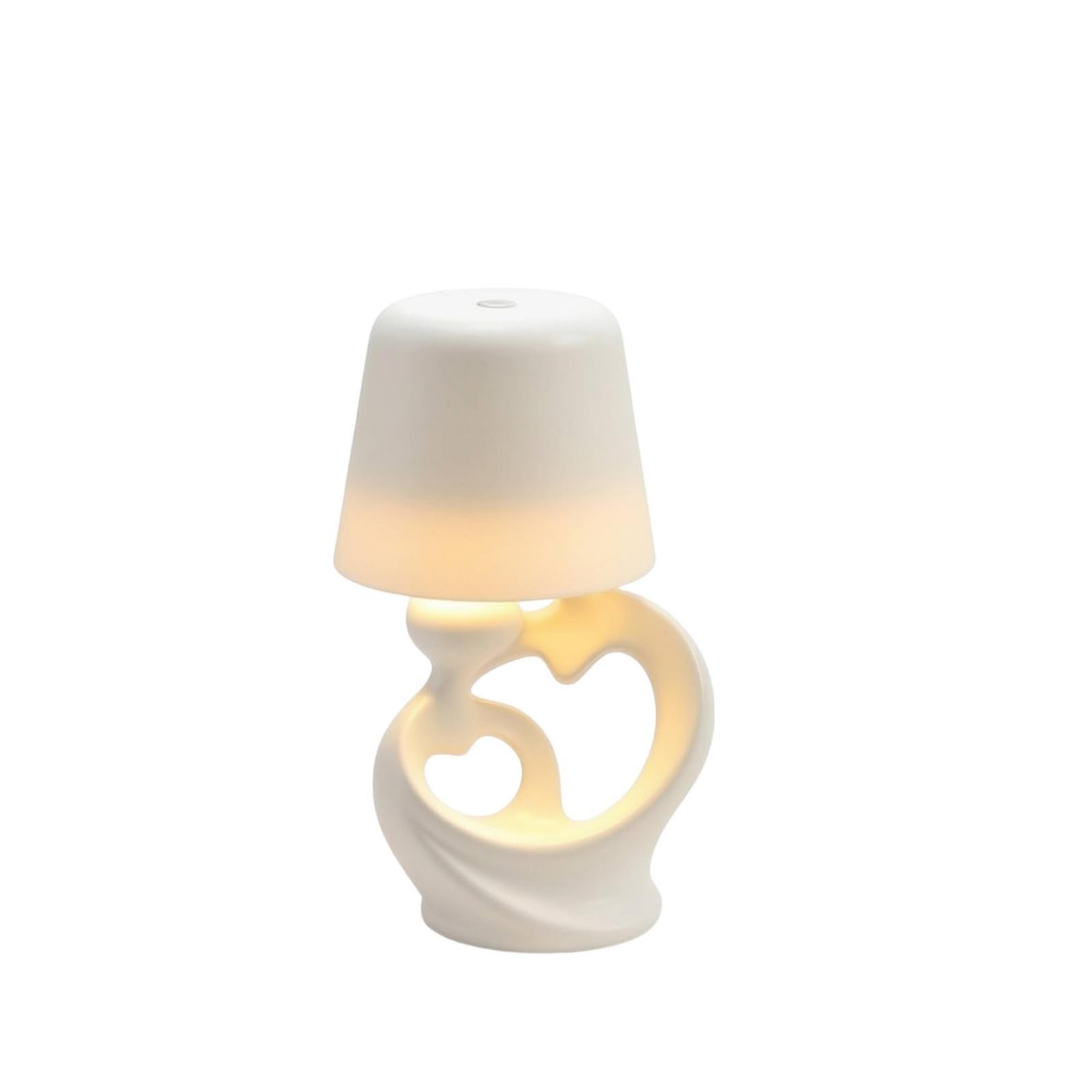 Jiuvaso Lampada da Comodino Decorativa Lampada da Tavolo Luce Notturna Lampada da Lettura Base a Cuore Cavo Paralume Cilindrico con Impostazioni Regolabili E, Bianco