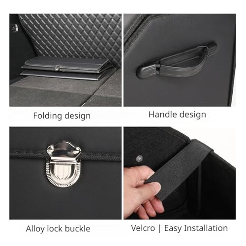 Organiseur de coffre de voiture en cuir : boîte de rangement pliable compartiment - 6