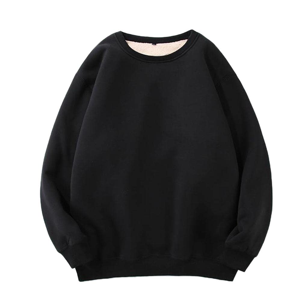 Crew Neck Casual Plus Velvet Thick Sweatshirt Sweat for Winter Easy to Wear black S|Clothing Shoes & Accessories | Mens Clothing | Sweats & Hoodies-picture-12