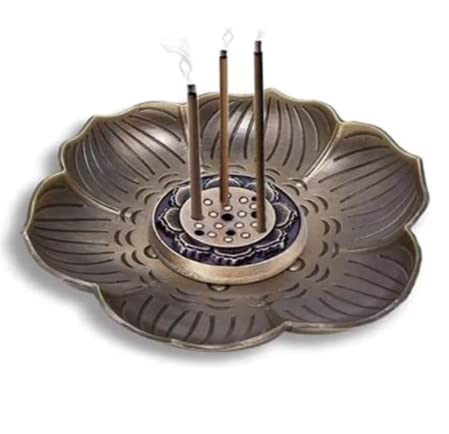 Incense Stick Holder, Brass Incense Burner 9 Incense Holes with Detachable Ash Catcher Retro and Elegant Fragrance Accessories (Square)