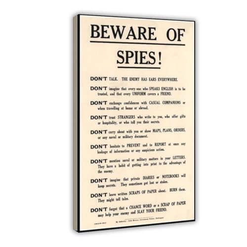 Impression sur toile Beware of Spies pour bureau et salon élégant
