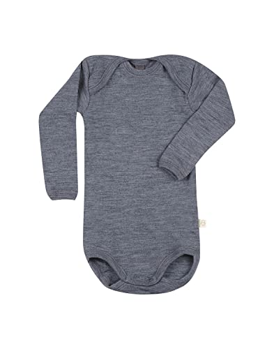 Dilling Langarmbody aus Merinowolle für Babys Blaugrau meliert 80