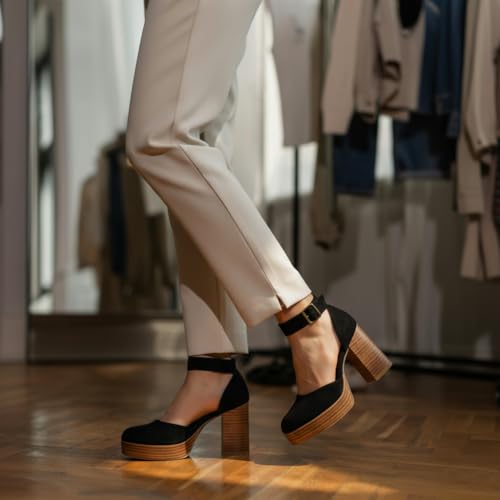 CUSHIONAIRE Women's Tanner Leather stack block heel with Memory Foam Padding, Wide Widths Available2