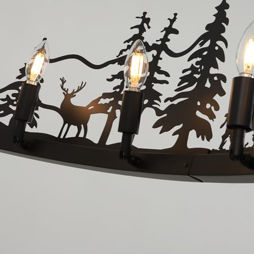 Wellmet Black Wagon Wheel Chandelier, Extra Large Rustic Wagon Wheel Pendant Light for Dining Room, Forest Wagon Wheel Chandelier for Living Room, Bedroom, Entryway, Hallway, Cafe, Bar 60''W by Wellmet - Image 9