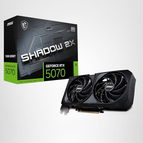 msi Gaming RTX 5070 12G Shadow 2X OC Graphics Card (12GB GDDR7, 192-bit, Extreme Performance: 2557 MHz, DisplayPort x3 2.1a, HDMI 2.1b, NVIDIA Blackwell Architecture)