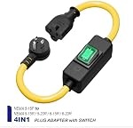 (1.5Feet) Heavy Duty SJTW 12AWG Outdoor Waterproof Extension Switch Cord, in-Line On/Off Switch Extension Cord, IP57 Waterproof,Max.20A 125V 4-in-1 T-Blade Female.
