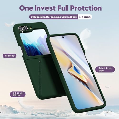 Image of MIDOS Back Cover Compatible with Samsung Z Flip 5 Silicone Case Full Protection Shock Proof Case for Samsung Galaxy Z Flip 5 (Dark Green)