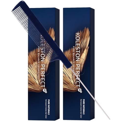 Koleston Perfect ME+ 2/0 Darkest Brown/Natural Permanent Hair Color Creme 2 Ounce (Pack of 2) With Pin Tail Comb Use with Welloxon Perfect Developer