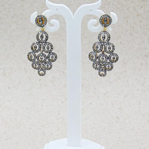 Boucles d'oreilles pendantes argent 925 et or 18K style victorien