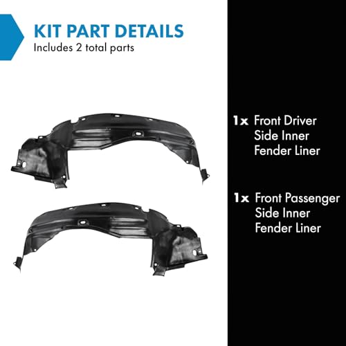 Image of TRQ Front Inner Fender Liner Set Compatible with 1991-1995 Acura Legend AC1248103 AC1249103
