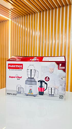 Image of Super Chef 1 HP Mixer Grinder with 3 Year Warranty (Stainless Steel 3 Jar, Spatula & 1 Juicer Jar, Grey Color)