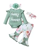 SUNNY PIGGY 3-6 Months Girl Clothes Baby Girl Clothes Infant Floral Fall Outfits Long Sleeve Green Winter Bell...