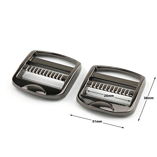 E-outstanding Tension Lock 4PCS 25mm/1Inch Black Adjustable Zinc Alloy Buckles Ladder Lock Slider for Backpack Strap Accessories