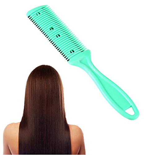 Hair Cutter Comb,Dual Side Haircut Scissor Hair Cutting Trimming Comb,with Stainless Steel Blade Hair Grooming Shaper Tool,for Long or Short Hair(Green)
