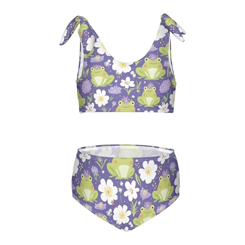 Wusikd Cartoon Frogs Girls Swimsuits Two Piece Flower Crowns Swimwear Bikini Set for for Girls Size 3T